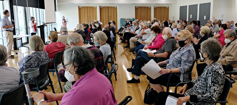 Elsie addressing the leaders' briefing