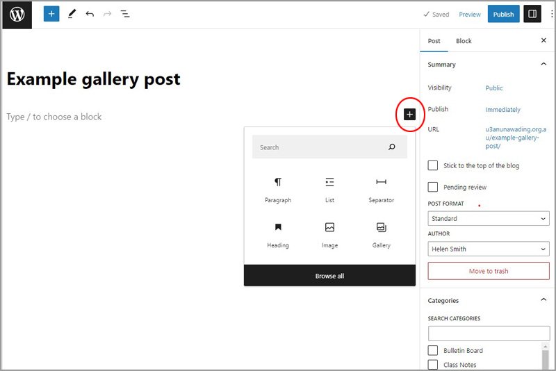 How to create a gallery post – U3A Nunawading